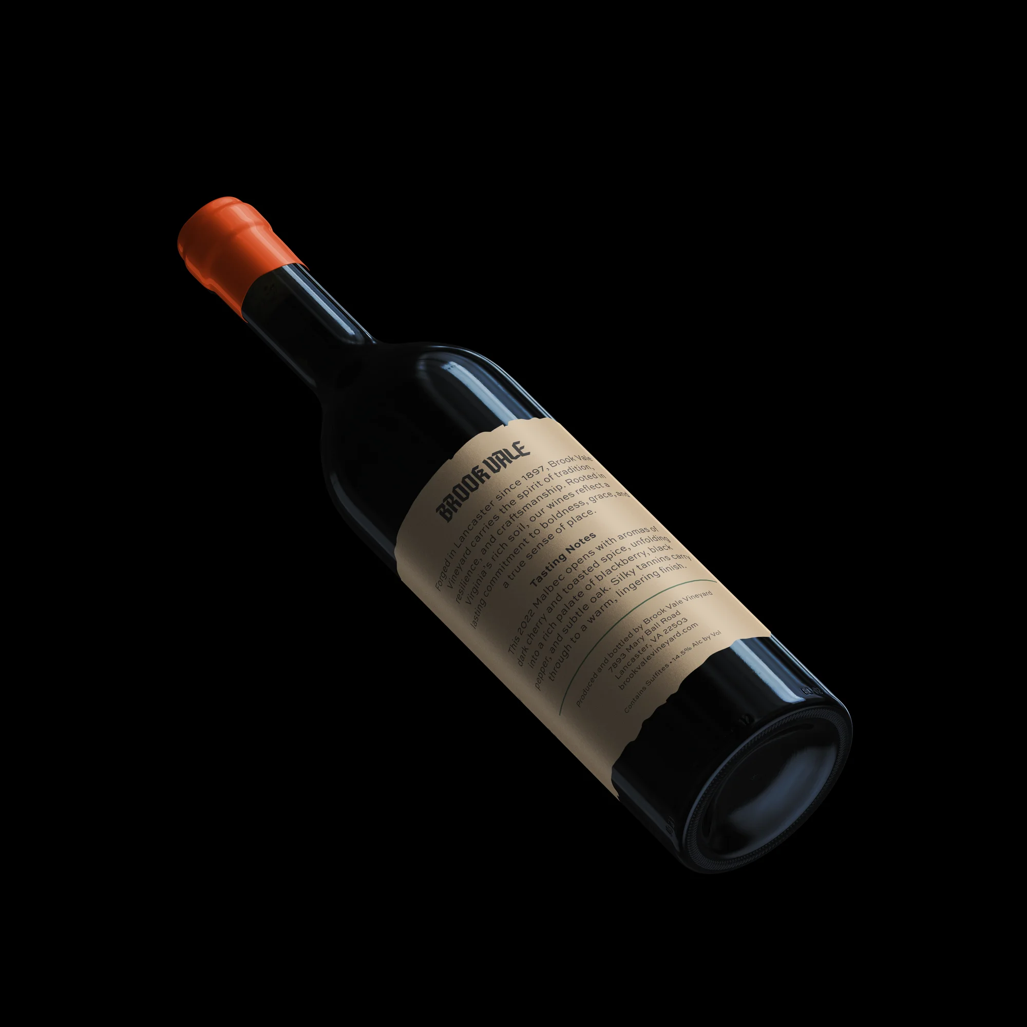 Brook Vale Malbec — bottle back label detail