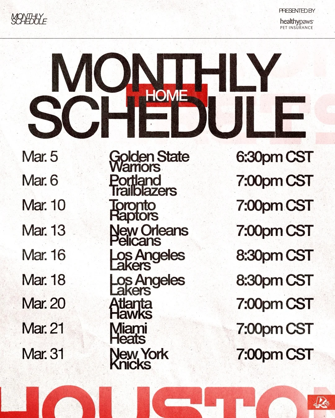 Social template — monthly schedule